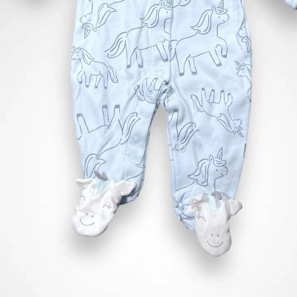 4/$20 Carter’s Light Blue  Unicorn Sleeper/Footie - Picture 2 of 5
